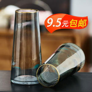 Elegant Gold-Embellished Glass Flower Vase Simple Modern Home Decor Fresh Flowers Table Centerpiece Living Room Decoration