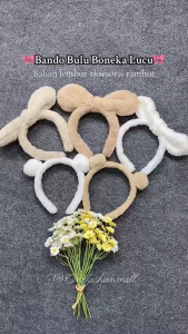 ONEFASHIONMALL BN002 Bando Bulu Telinga Boneka Lucu Lembut Aksesoris Rambut Kepala Wanita Fluffy