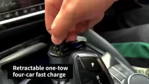 4 in 1 120W Car Charger Super Fast Charge Multi Devices Retractable Car Charger Digital Display