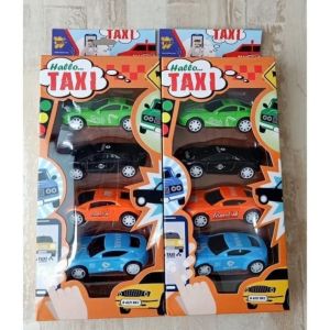 Mainan Mobil Taxi RKC isi 4pcs Mekanisme Pull Back