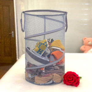 Foldable Large Capacity Dirty Clothes Hamper Doll Toy Portable Bedroom Closet Organizer Chinese Style Pure Color Utility Basket