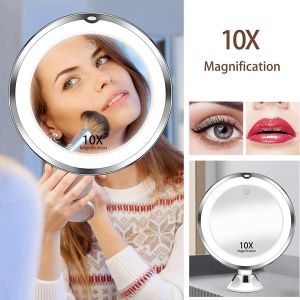10X Magnifying Makeup Mirror with LED Light - 360° Rotatable Touch Switch Bathroom Mirror