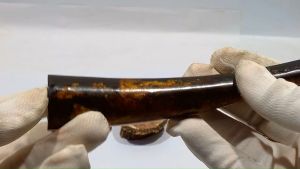 Pipa Once KAYU AKAR BAHAR /TALI ARUS  Lubang MULTI WARNA Serat Emas TERBAIK