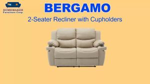 Homemaker Furniture Bergamo 2 Seater Synthetic Leather with Cup Holders