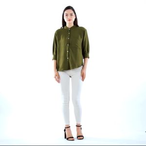 Kemeja Polos Atasan Wanita Crinkle Youra Blouse ootd Style Korea Kekinian Viral Terbaru - Murah