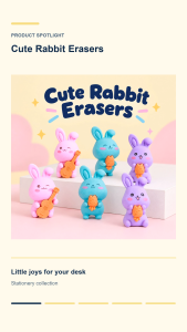 Cute Rabbit Mini Eraser PVC Animal Rubber Eraser Creative School Stationery Student Kids Birthday Gift Classroom Reward