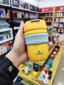 New Simple Modern Double Drink Insulated Stainless Steel Coffee Water Bottle Straw Portable High Aesthetic Value Crystal Ruler