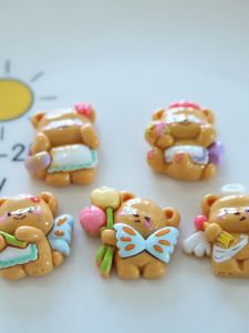 Đáng Yêu Gấu Vàng Hoa Nhựa Phụ Kiện Cho Diy Kem Gel Ốp Lưng Điện Thoại Tóc Tủ Lạnh Móc Khóa