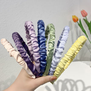 Bando Wanita Korea Kerut Scrunchie Warna Pastel Bahan Satin Headband Korea Fashion Wanita BDO 05