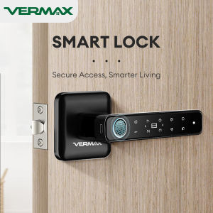 Vermax Smart Door Lock  Remote Unlocking Fingerprint Door Lock USB Emergency Power Smart Lock