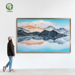 FL.ART Enamel Painting Fu Lu Shui Dong New Chinese Style Hall Mountain Water Landscape Wall Art Decorative Picture for Corridor