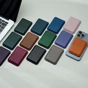 Strong Magnetic Leather Wallet With Hide Stand Case Safe Card Holder Bank ID Card Bag Cover Accessories Leather Card Holder