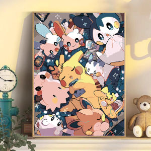 Bandai | Tranh Sơn Dầu Pokemon Pikachu Theo Số Tranh Nghệ Thuật Treo Tường Hiện Đại Cho Phòng Khách Phòng Ngủ Không Cần Khung Quà Tặng Theo Chủ Đề Anime