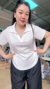 Áo Thun Bigsize Nữ Áo Polo Cổ Bẻ Lai Bầu Vải Tăm Lạnh Phong Cách Basic Cho Chubby G178
