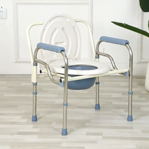 Folding Toilet Chair Bedside Commode Chair Portable Stainless Movable Elderly Toilet Commode Chair