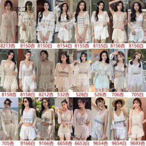 Separates Swimsuit Female Summer New Open Back Two Or Three Pieces in a Set Tassel Cut Out Sun-Proof Vacation Hot Spring Long Sleeves Blouse Bikini