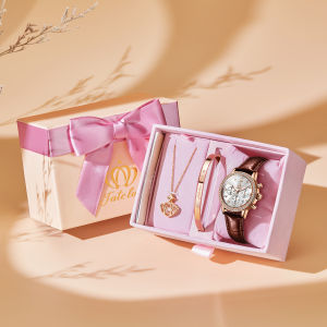 【Valentines Day present】 elegant diamond FATELOVE watch for women waterproof sale original multifunctional calendar leather gilt set brown/blue/red/black