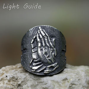 2022 NEW Mens 316L stainless-steel rings unique Vintage God Religious Praying hand for teens gothic Jewelry Gift free shipping