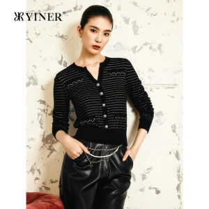 YINER | Chenille Velvet Blended Partial Open Neck Knitwear