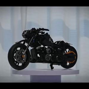 Black Motorcycle Building Blocks Set Suitable for 14+ High Difficulty Assembled Model Home Decoration & Gift