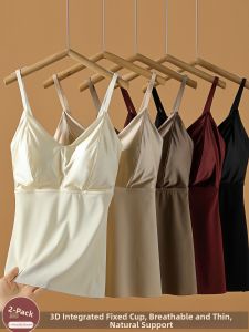 ZISU | Silky Satin Tank Top with Padded Bra Dual Use