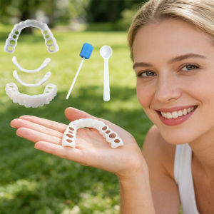 Whitening Teeth Veneers Temporary False Dentures Comfort Fit Braces for Perfect Smile Makeover CK848-fro