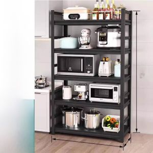 Kitchen Multi-layer Standable Storage Rack Microwave Oven Rack Oven Pot Holder Metal Material Rust-proof Nordic Style Shelf