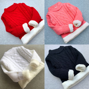 Childrens Turtleneck Sweater Autumn and Winter Girls Sweater Middle and Big Children Boys Low Collar Extra Thick Warm with Fleece Bottoming Sweater