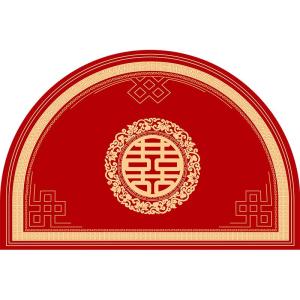QINGGENGNONG | Chinese Auspicious Double Happiness Mat Semi-Circular