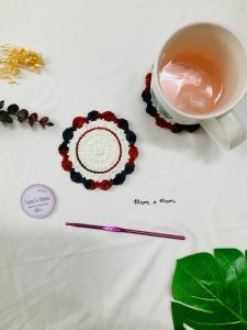Handmade - Đế lót ly thủ công mẫu cánh hoa loang độc đáo - Làm bằng sợi cotton - Miếng lót ly thấm hút tốt
