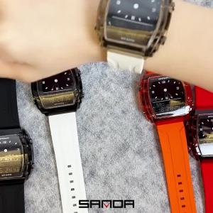 Sanda | SANDA 9502 Sports Mens Electronic Watch Alarm Clock Shockproof Luminous Fashion Dual Display Mens Digital Wristwatch