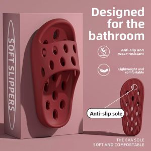 MONLEYTA | Red EVA Slippers Womens Bathroom Non-Slip Quick Dry Indoor Home Bath Special Slippers Comfortable Sensation Floor Mat Slippers