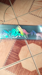 Tem phản quang hình ngọn núi trang trí ô tô xe tải cửa sổ.... Đầy màu sắc dài 30cm