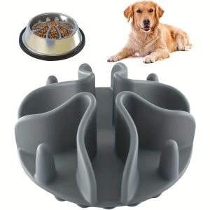 Slow Feeder Dog Bowl Insert Silicone Slow Eating Bowl for Pets Compact Design Round Edges Household Pet Feeding Aid Dog