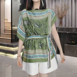 UYFY | Loose Fit Round Neck T-Shirt Womens Summer New Style Double Sided Wear Green Floral Print Maternity Casual High Waist Shorts