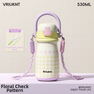 VRIUKNT | Portable Attractive Straw Thermos for Girls and Students