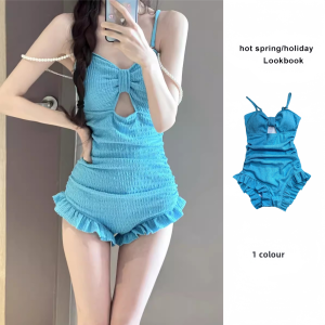 Pearl Slim Fit One Piece Swimsuit Womens Thermal Vacation Conservative Student Bikini Casual Swimwear Polyester Fabric