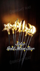 [Raya 2026] SOLAR Gold Moon Star LED Lampu Raya Bulan Bintang Waterproof Outdoor Garden Pathway Ramadan Decorative Light