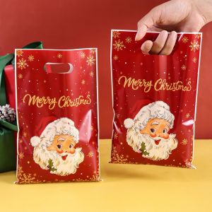 10/20/50pcs Red Santa Claus Gift Handheld Bags Christmas Candy Cookie Bags Xmas Gifts Packaging Christmas Decorations 2025 Home