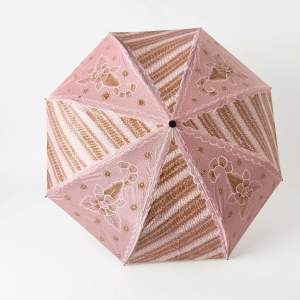 Batik Flower Pattern Umbrella with UV Protection in Pink Colour