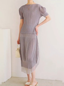 1013 Fresh Casual Skirt   Summer Sanzhai Pleated Tulle Skirt One Size  [Can Match the T-Shirt 2520]  (45-75kg)