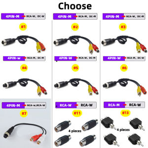 4Pin Aviation Head Male/Female to RCA AV/Female DC Multiple Cable Plug Adapter Converter Transition For Car Rear Camera Monitor