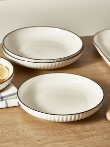 Japanese Style Ceramic Plate Bowl Set for Home Use round Cold Dish Seasoning Plate Rice Plate Practical Flat Dish Dining Utensils