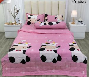 Bộ ga gối Polycotton trải giường mẫu Cá Heo Bộ Drap giường Cottonpolly 1m4/1m5/1m6 chăn ga gối sĩ HCM mẫu Cá Heo Mới