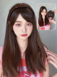 Natural Looking Side Bangs Hair Piece for Women Airy Fringe No Trace Hair Band Headband Fake Bangs Daily Whole Head Wig