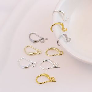 18K Real Gold U-Shaped Ear Hook Glossy Inner Hook 14K Gold Ear Hook DIY Handmade Earrings Semi-Finished Parts Material Wholesale