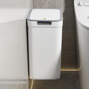 [Touchless Bathroom Trash Can] Odor-Sealing Touchless Wall-Mounted Bathroom Trash Can | Durable Plastic Rectangular Design wit