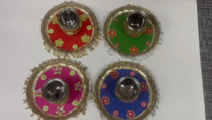 Traditional Stainless Steel Karwa Chauth Pooja Thali Set with Handcrafted Design | Includes 1 Thali & 1 Lota | Decorative Festive Set (10 Inch)