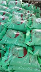 ถุงใบก้ามปู พิมพ์สำเร็จรูป เนื้อถุงเขียวพิมพ์ 12 x 18 นิ้ว ขนาด สีแดง