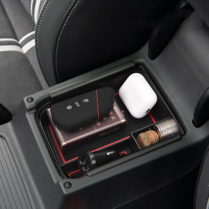 สำหรับรถยนต์ Volkswagen VW Golf 8 Mk8 ปี 2019~2025 กล่องเก็บของที่วางแขนในรถยนต์ คอนโซลกลาง ช่องเก็บของผู้โดยสารด้านหน้าแบบหลายชั้น อุปกรณ์เสริม